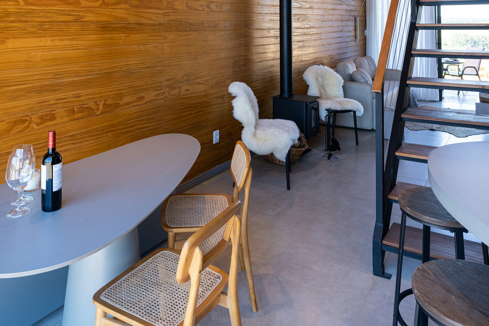 The sitting area and the loft above it